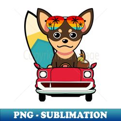 cute small dog driving to the beach - sublimation-ready png file - perfect for sublimation mastery