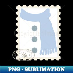 cute snowman with blue scarf stamp - modern sublimation png file - fashionable and fearless