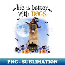 german shepherd witch hat life is better with dogs - elegant sublimation png download - unlock vibrant sublimation designs