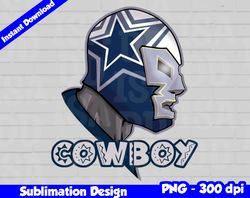 cowboys png, football mascot, cowboys t-shirt design png for sublimation, mexican wrestler style