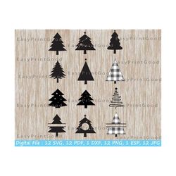 12 christmas tree svg, christmas tree, christmas tree clipart, pine tree svg, christmas tree bundle, forest pine trees silhouette, cut file