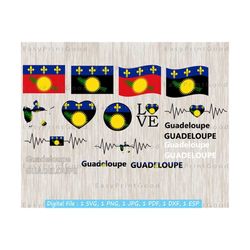 guadeloupe flag svg bundle, guadeloupe flag, guadeloupe map flag, banner, love, waving guadeloupe, heartbeat, text word, cut file, cricut