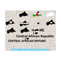 central african republic map svg bundle, map flag, central african republic clipart, home, love, outline, monogram frame, cut file, cricut