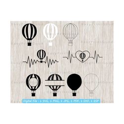 hot air balloon svg bundle, hot air balloon clipart, air balloon svg, hot air balloon outline, monogram frame, split frame, cut file, cricut