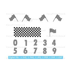 checkered numbers svg, racing checkered pattern numbers 0 to 9 svg, birthday party numbers svg, racing flag clipart, cut file, cricut