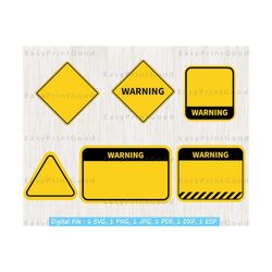 yellow road warning sign svg, caution svg, yellow sign silhouette, blank warning, caution warning, warning sign clipart, cut file, cricut