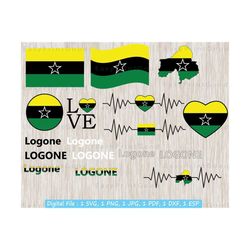 logone flag bundle svg, logone flag clipart, text word, map, love, waving, outline, black and white, heart, heart beat, cut file, cricut svg