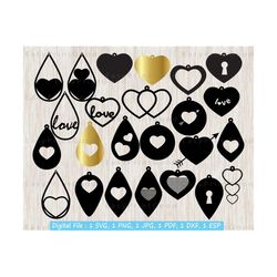 valentine love earring svg, earring svg, love earring clipart, valentine's day earring, leather earrings, heart earring, cut file, cricut