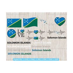 solomon islands flag svg bundle, solomon islands map flag, solomon islands national flag, banner, love, text word, waving, cut file, cricut