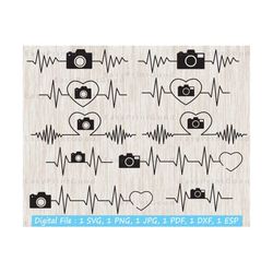 camera heartbeat svg, heartbeat svg, camera svg cut file, photography design svg, photographer shirt svg, heartbeat pulse svg, cricut