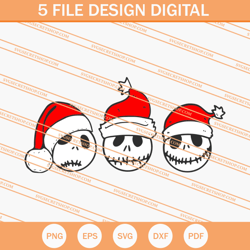 jack skellington christmas santa hat svg, christmas svg