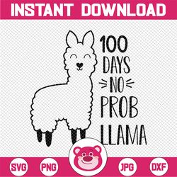 100 days no probllama svg, llama svg, 100 days of school svg, 100th day of school, girl, boy, teacher, quote, cricut, cu