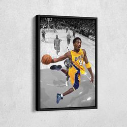 lakers legend dunking canvas wall art home decor framed poster print.jpg