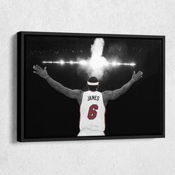 lebron james  tosses powder in the air poster miami heat canvas wall art home decor framed poster print.jpg