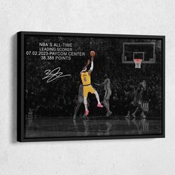 lebron james all-time leading scorer canvas wall art home decor framed poster print.jpg