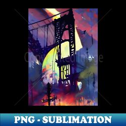 abstract painting manhattan bridge - png transparent digital download file for sublimation - perfect for sublimation art