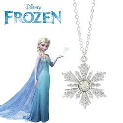 disney frozen snowflake necklace elsa princess crystal pendant delicate accessories jewelry for women fashion gifts