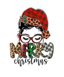 messy bun merry christmas png, christmas png, mom christmas png, mama leopard, mama claus, santa png, mom life png