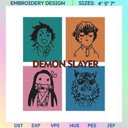 anime embroidery patterns, anime demon embroidery designs, embroidery files,  slayer anime embroidery files, pes, dst, jef