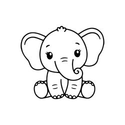 baby elephant svg, cute elephant girl cut file, elephant outline baby