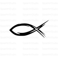christian fish svg, jesus fish svg, god fish svg vector cut file for silhouette