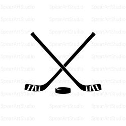 crossed hockey sticks  hockey puck, instant digital download, svg