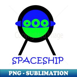 Green Blue And Black UFO Spaceship - PNG Transparent Sublimation File - Boost Your Success with this Inspirational PNG Download