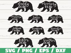 bear family svg, mama bear svg, papa bear svg, clip art