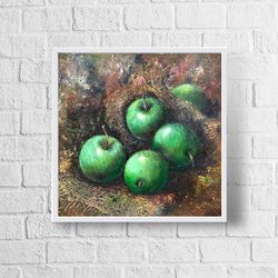 still life oil painting original fruit painting apples wall art