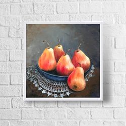 still life oil painting original fruit painting pears painting