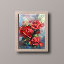 flowers oil painting original roses painting