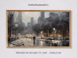 Winter Frame TV Art, Winter City Painting Art For Frame TV, Holiday Season Downloadable Art, Christmas Decor Samsung Fra