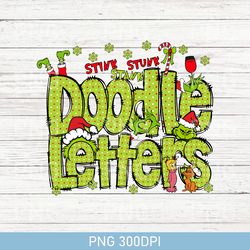 funny christmas grinch clip art png, doodle letters and numbers png, uppercase alphabet set, retro christmas letters png