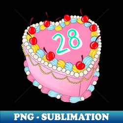 28th birthday cake - special edition sublimation png file - enhance your apparel with stunning detail