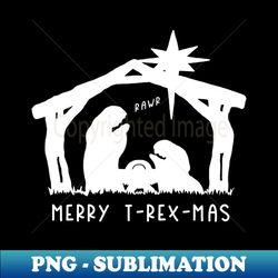 Christmas Cheer Merry T-Rex-Mas white text - Vintage Sublimation PNG Download - Instantly Transform Your Sublimation Projects