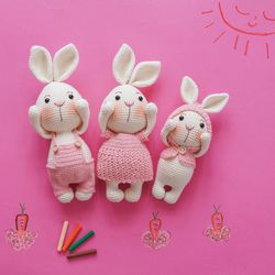 bunny family crochet pattern by aquariwool crochet (crochet doll pattern/amigurumi pattern for baby gift)