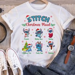 disney baby stitch christmas moods xmas shirt, cute stitch shirt, stitch lovers shirt, disney disneyland holiday vacatio