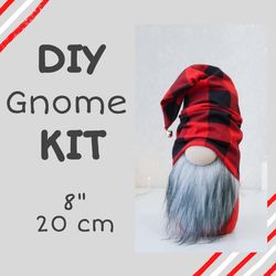 festive buffalo plaid gnome kit. tiered tray decor gnome