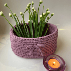 crochet basket basket storage with plywood bottom made of 100 percent cotton  quantity 1 pieces