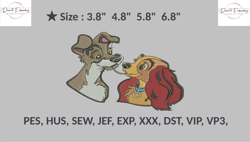 lady and tramp embroidery file , machine embroidery