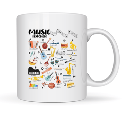 music teacher ceramic coffee mug- christmas teacher appreciation gift for music teachers - musical instruments