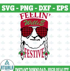 feelin' festive svg,feelin' willie christmas svg / willie nelson christmas svg digital cutting file dxf,eps,png, digital