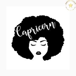 capricorn, zodiac sign svg, afro woman svg, instant download, silhouette cameo, shirt design, horoscope svg, free vector