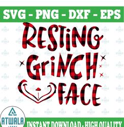 resting grinch face svg / christmas svg / holiday svg / xmas svg- cutting files for silhouette & cricut svg/dxf/ai/ eps/