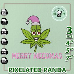 retro pink christmas weed embroidery design, merry weedmas embroidery machine design, instant download