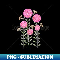 pink watercolor flowers with lineart - premium sublimation digital download - vibrant and eye-catching typography