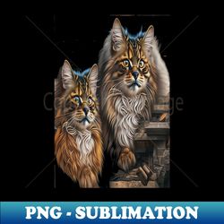realistic maine coons - high-quality png sublimation download - perfect for personalization