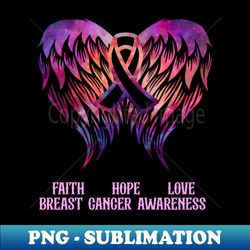 breast cancer faith hope love wings t-shirt awareness - exclusive png sublimation download - vibrant and eye-catching typography