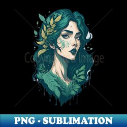 ghibli style woman head  forest fairy godess pretty queen - png transparent digital download file for sublimation - perfect for creative projects