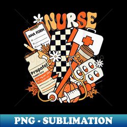 retro pumpkin nurse life thanksgiving fall autumn nurse - vintage sublimation png download - perfect for personalization